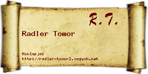 Radler Tomor névjegykártya